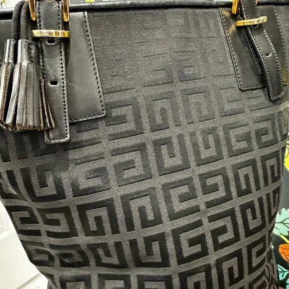 Givenchy Black Jacquard Logo Zip-Top Tote | Leather Trim | Gold Hardware - Picture 12 of 15